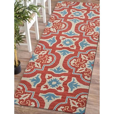 MICASA 2 ft. 6 in. x 8 ft. Floral Hand Tufted Wool Runner RugRed & Beige MI1776589
